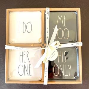 Rae Dunn Ceramic Wedding Marriage Coasters.